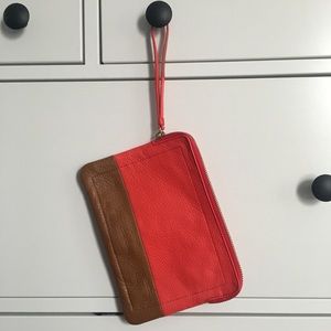 NWOT GAP Red and Tan Leather Wristlet
